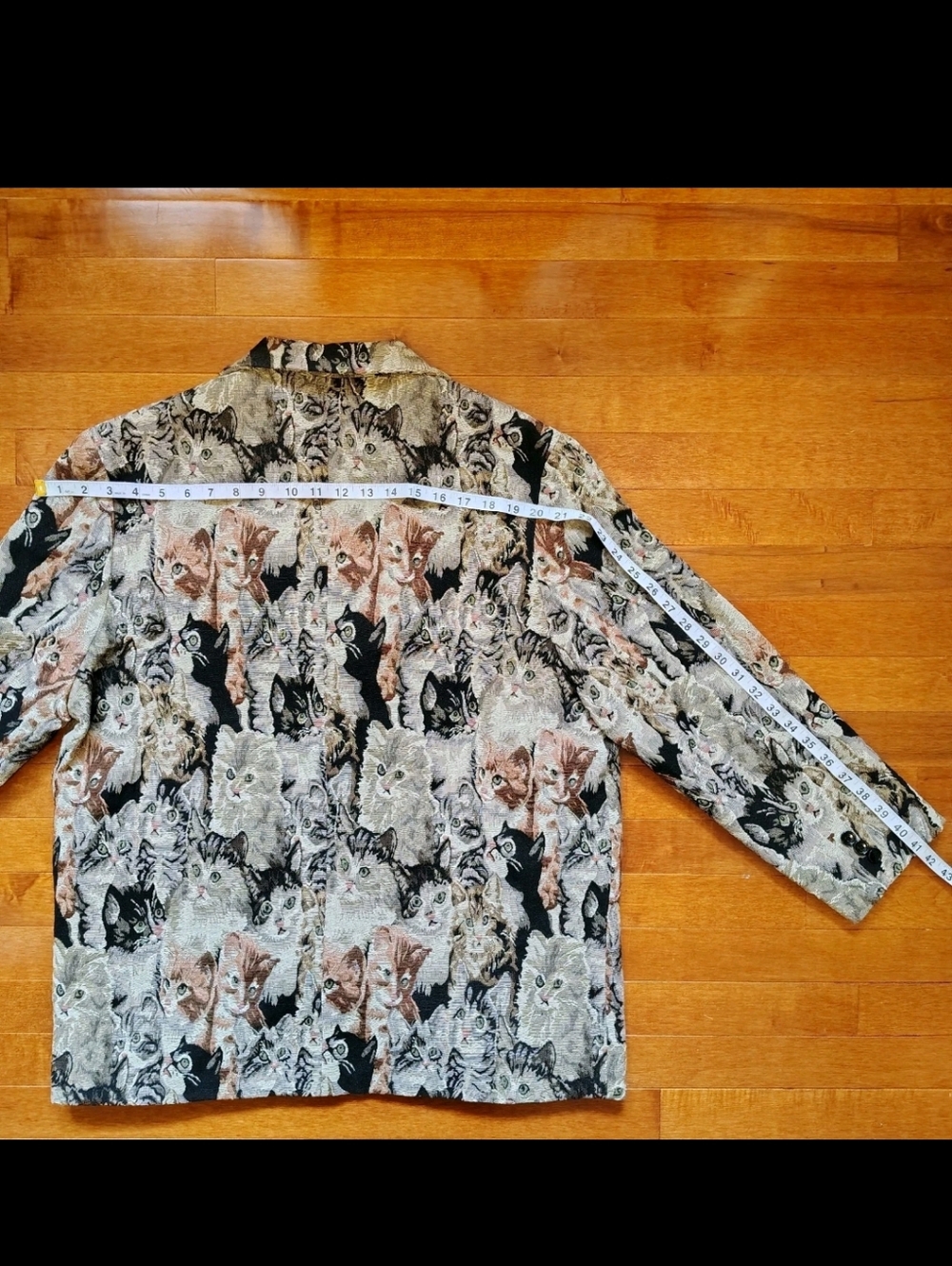 INS ERROR Cat Woven Tapestry Blazer Jacket Streetwear Art to Wear - Men's Large - Picture 5 of 10